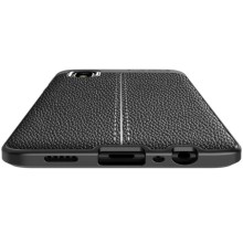 TPU чехол фактурный (с имитацией кожи) для Samsung Galaxy M01 Core / A01 Core – Черный