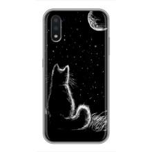 Чохол з принтом для Samsung Galaxy A01 Core (AlphaPrint) Модні коти (Котик і місяць)