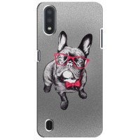Чехол (ТПУ) Милые собачки для Samsung Galaxy A01 (Бульдог в очках)