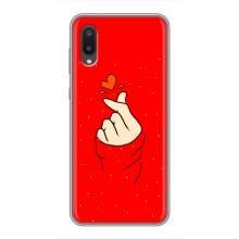 Чехлы (Знак сердечка) на Samsung Galaxy A02 – Сердце на красном