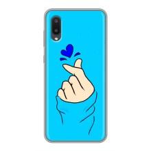 Чехлы (Знак сердечка) на Samsung Galaxy A02 – Сердце на синем