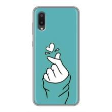 Чехлы (Знак сердечка) на Samsung Galaxy A02 – Сердечко на бирюзовом