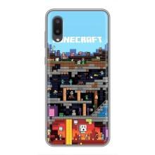 Чохол Майнкрафт на Samsung Galaxy A02 (AlphaPrint) Minecraft (фон Minecraft)