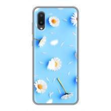 Чехол с Цветами для Samsung Galaxy A02 – ромашки на голубом