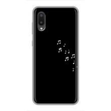 Чехол с картинками на черном фоне для Samsung Galaxy A02 – Ноты