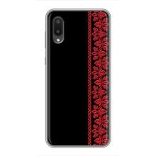 Силиконовый Чехол на Samsung Galaxy A02 с картинкой Вышиванки (Вышиванка на черном)