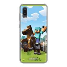 Чехлы для Samsung Galaxy A02 (Персонажи Майн Крафт) – На коне