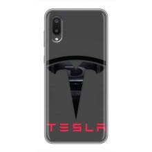 Силиконовый бампер с картинкой машины на Samsung Galaxy A02 – Logo TESLA