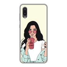 Силиконовый Чехол на Samsung Galaxy A02 с картинкой Стильных Девушек (С напитком)