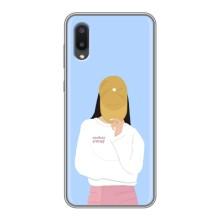 Силиконовый Чехол на Samsung Galaxy A02 с картинкой Стильных Девушек (Желтая кепка)