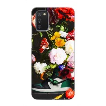 Брендновые Чехлы для Samsung Galaxy A02s - (PREMIUMPrint) (Nike цветы)