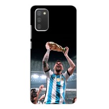 Чехлы Лео Месси Аргентина для Samsung Galaxy A02s (Счастливый Месси)
