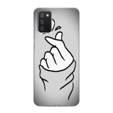 Чехол с принтом для Samsung Galaxy A02s (AlphaPrint - Знак сердечка) – Значок Love