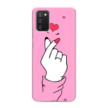 Чехол с принтом для Samsung Galaxy A02s (AlphaPrint - Знак сердечка) – Знак Love