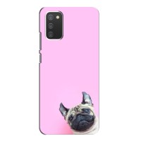 Бампер для Samsung Galaxy A02s с картинкой "Песики" (Собака на розовом)