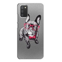 Чехол (ТПУ) Милые собачки для Samsung Galaxy A02s (Бульдог в очках)