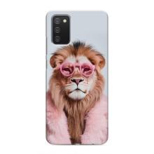 Чохол з принтом стильні тварини для Самсунґ Ґелексі А02с – Лев в окулярах