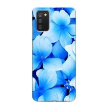 Силіконовий бампер з принтом (квіточки) на Самсунг Гелексі А02с (Сині квіти)