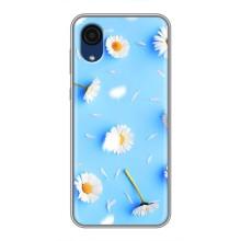 Чохол з Квітами для Samsung Galaxy A03 Core (ромашки на блакитному)