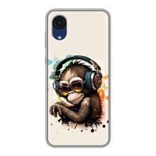Чехол с Обезьянами Samsung Galaxy A03 Core - (AlphaPrint) (Макака в наушниках)