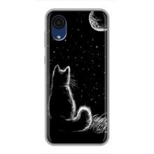 Чехол с принтом для Samsung Galaxy A03 Core (AlphaPrint) Модные коты – Котик и луна
