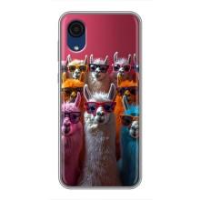 Чехол с принтом стильные животные для Самсунг А03 Кор (Ламы в очках)