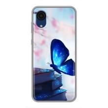 Силиконовый бампер с картинкой животных для Samsung Galaxy A03 Core (Бабочка синяя)