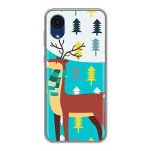 Силиконовый бампер с картинкой животных для Samsung Galaxy A03 Core (Олень с шарфом)
