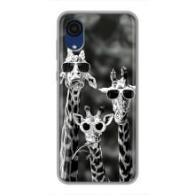 Силиконовый чехол с КАРТИНКАМИ лето для Samsung Galaxy A03 Core (AlphaPrint) – Жирафы в очках