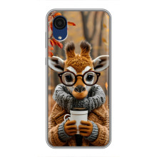 Печатный чехол «Зверята с кофе» для Samsung Galaxy A03 Core – Жираф с кофе