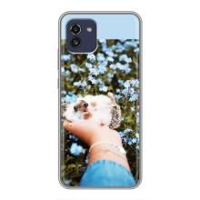 Чохли з зображенням різних тварин на Samsung Galaxy A03 (A035) (Їжачок в руці)