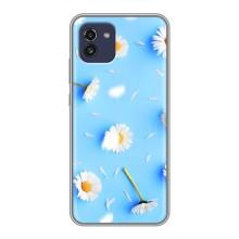 Чохол з Квітами для Samsung Galaxy A03 (A035) (ромашки на блакитному)