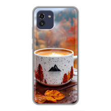 Чехол с уникальным дизайном «Осень с кофе» для Samsung Galaxy A03 (A035) – Кофе на природе