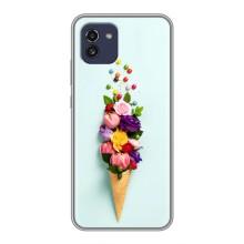 Чохли з тематикою "КВІТИ" на Samsung Galaxy A03 (A035) (Квітка-морозиво)