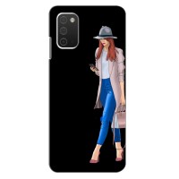 Чехол с картинкой Модные Девчонки Samsung Galaxy A03s (Девушка со смартфоном)