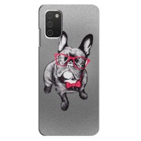 Чехол (ТПУ) Милые собачки для Samsung Galaxy A03s (Бульдог в очках)