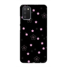 Чохол з розовим принтом для Samsung Galaxy A03s (Рожеві квіти на чорному)