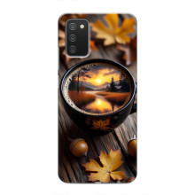 Чехол с уникальным дизайном «Осень с кофе» для Samsung Galaxy A03s – Тёмный кофе