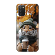 Друкований чохол 'Звірята з кавою' для Samsung Galaxy A03s – Тигр з кавою