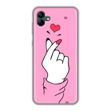 Чехол с принтом для Samsung Galaxy A04 (AlphaPrint - Знак сердечка) – Знак Love