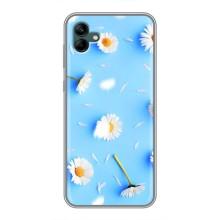 Чехол с Цветами для Samsung Galaxy A04 (ромашки на голубом)