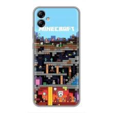 Чехол Майнкрафт на Samsung Galaxy A04e (A042) (AlphaPrint) Minecraft (фон Minecraft)