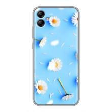 Чехол с Цветами для Samsung Galaxy A04e (A042) (ромашки на голубом)