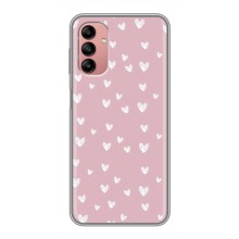 Чехол с розовым рисунком для Samsung Galaxy A04s (Сердечки на розовом)