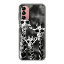 Силиконовый чехол с КАРТИНКАМИ лето для Samsung Galaxy A04s (AlphaPrint) (Жирафы в очках)