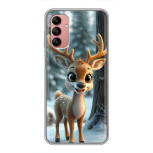 Яркий чехол для Samsung Galaxy A04s с Зимними Оленятами – Оленёнок в лесу