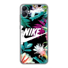 Силиконовый Чехол на Samsung Galaxy A05 с картинкой Nike (Цветочный Nike)