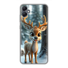 Яркий чехол для Samsung Galaxy A05 с Зимними Оленятами – Оленёнок в лесу