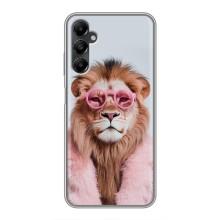 Чехол с принтом стильные животные для Самсунг А05s (Лев в очках)