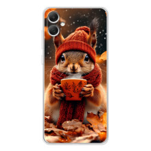 Печатный чехол «Зверята с кофе» для Samsung Galaxy A06 – Белка с кофе